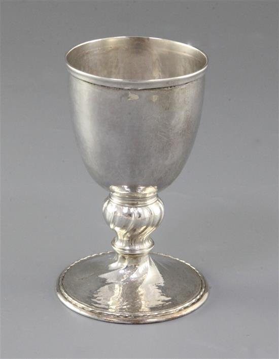 A George V Arts & Crafts silver goblet, by Omar Ramsden, Height 120 Weight 3.3oz/103grms